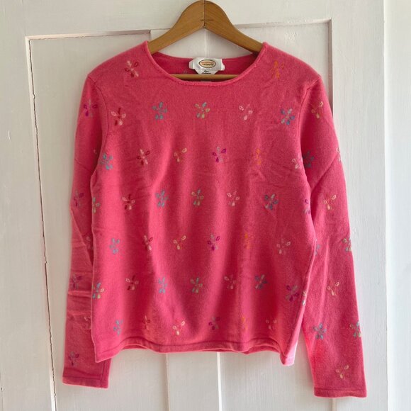 Vintage Flower Pattern Cashmere Sweater - Picture 1 of 8